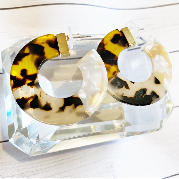 Jewelry - 🆕chic leopard print half C pushback earrings